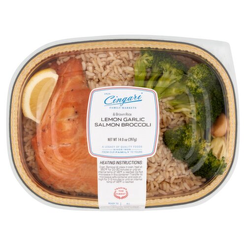 Cingari Family Markets Lemon Garlic Salmon Broccoli & Brown Rice, 14.0 oz