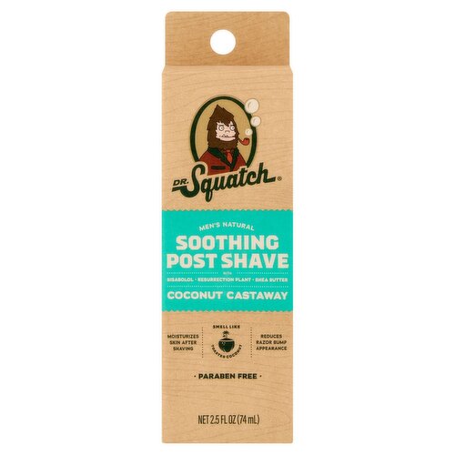 Dr. Squatch Men's Natural Coconut Castaway Soothing Post Shave, 2.5 fl oz