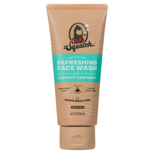 Dr. Squatch Coconut Castaway Men's Natural Refreshing Face Wash, 4.0 fl oz
