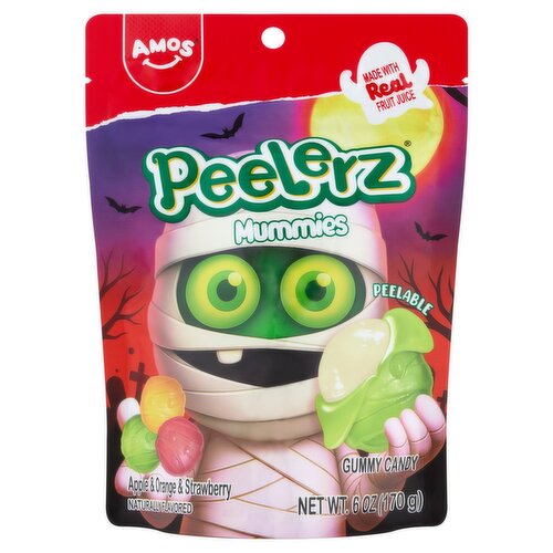 Amos Peelerz Mummies Apple & Orange & Strawberry Gummy Candy, 6 oz