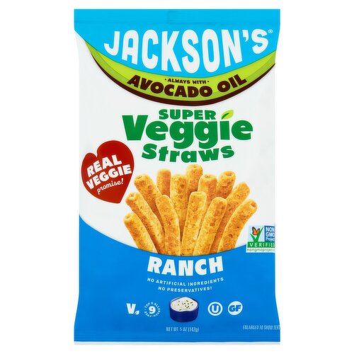 Jackson's Always with Avocado Oil Ranch Super Veggie Straws, 5 oz