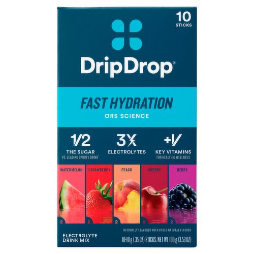 Drip Drop Fast Hydration Ors Science Electrolyte Drink Mix, 0.35 oz, 10 count