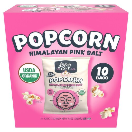 Lesser Evil Himalayan Pink Salt Popcorn, 0.46 oz, 10 count