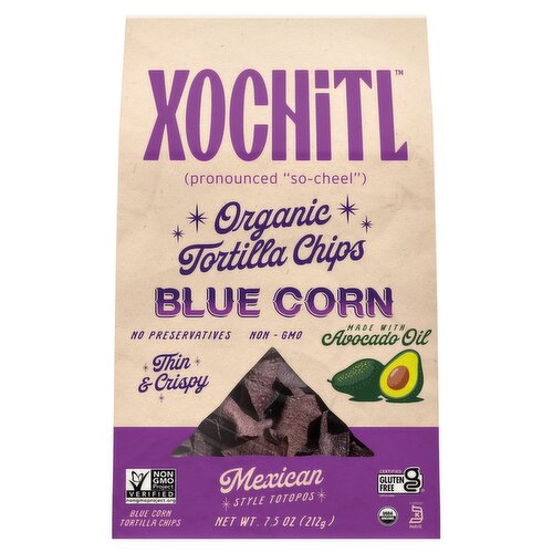 Xochitl Organic Mexican Style Totopos Blue Corn Tortilla Chips, 7.5 oz