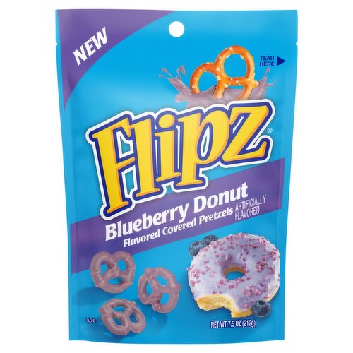 Flipz Blueberry Donut Flavored Covered Pretzels, 7.5 oz