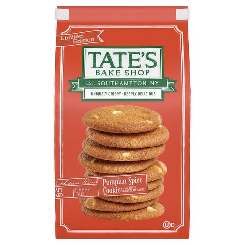 Tate's Bake Shop Pumpkin Spice Cookies with White Chocolate Chips, Limited Edition, 6.5 oz