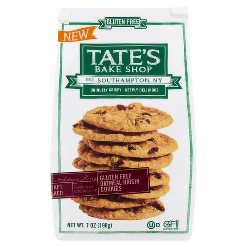 Tate's Bake Shop Gluten Free Oatmeal Raisin Cookies, 7 oz