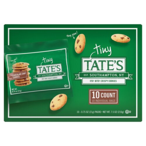 Tate's Tiny Chocolate Chip Crispy Cookies, 0.75 oz 10 count
