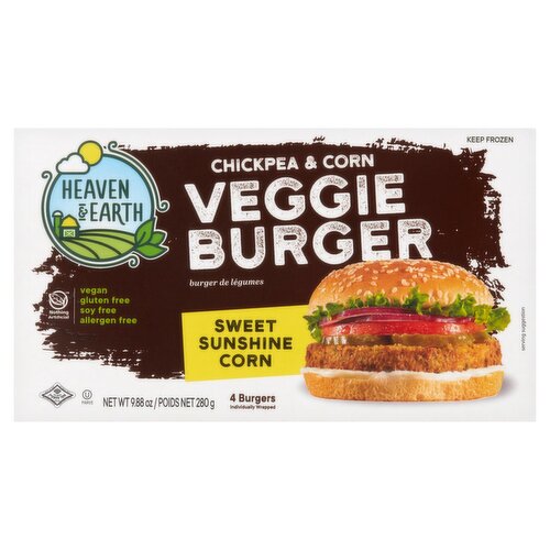 Heaven & Earth Sweet Sunshine Chickpea & Corn Veggie Burger, 4 count, 9.88 oz