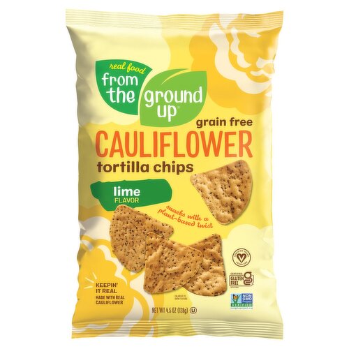 Real Food From The Ground Up Lime Flavor Cauliflower Tortilla Chips, 4.5 oz