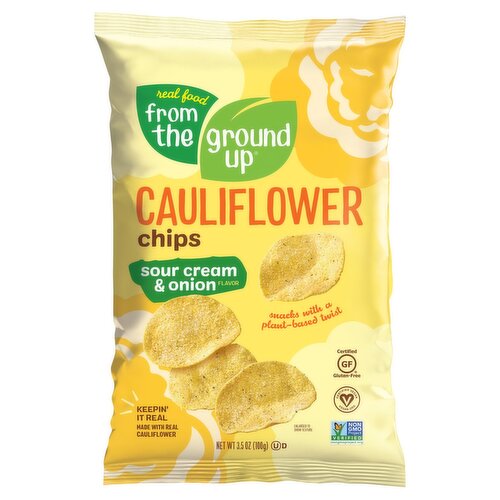 From the Ground Up Sour Cream & Onion Flavor Cauliflower Chips, 3.5 oz