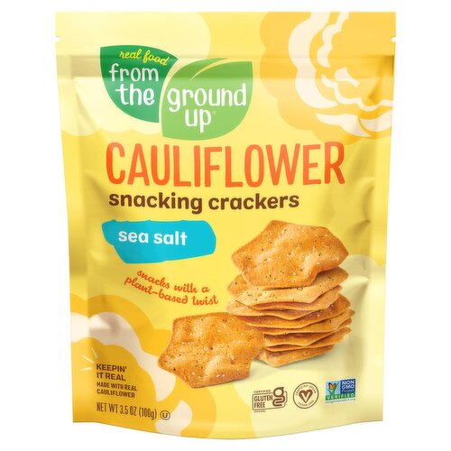 Real Food From The Ground Up Cauliflower Sea Salt Snacking Crackers, 3.5 oz