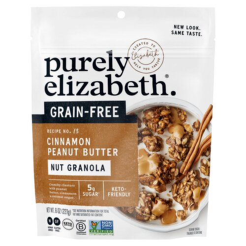 Purely Elizabeth Recipe No. 13 Grain-Free Cinnamon Peanut Butter Nut Granola, 8 oz