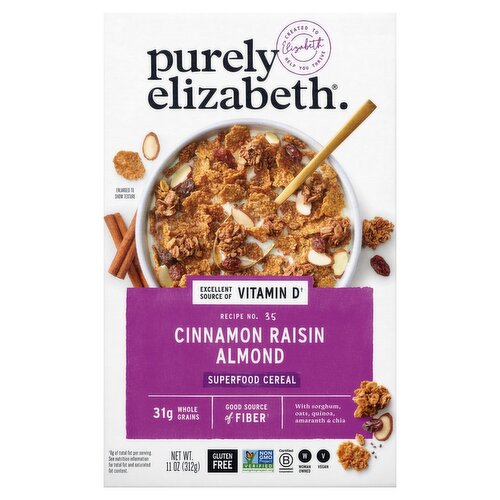 Purely Elizabeth Recipe No. 35 Cinnamon Raisin Almond Superfood Cereal, 11 oz