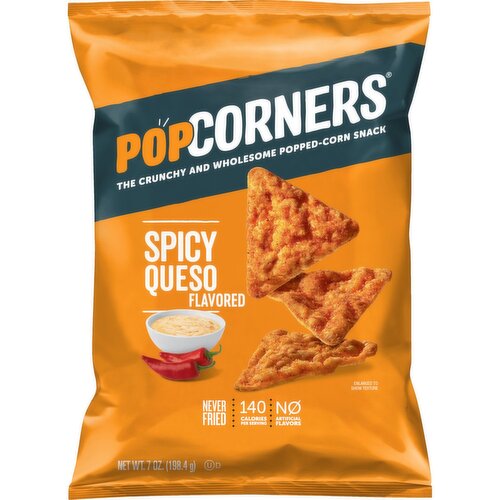 PopCorners The Crunchy And Wholesome Popped-Corn Snack Spicy Queso Flavored 7 Oz