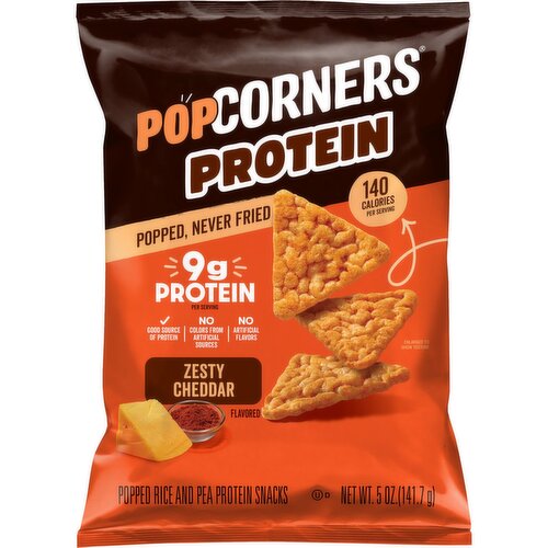 PopCorners Popped Corn Snacks Protein Zesty Cheddar, 5 Oz
