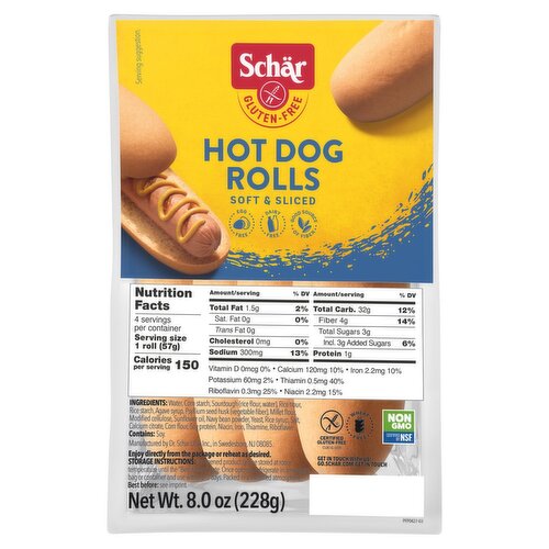 Schär Gluten-Free Soft & Sliced Hot Dog Rolls, 8.0 oz
