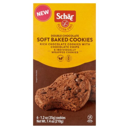 Schär Gluten-Free Double Chocolate Soft Baked Cookies, 1.2 oz, 6 count