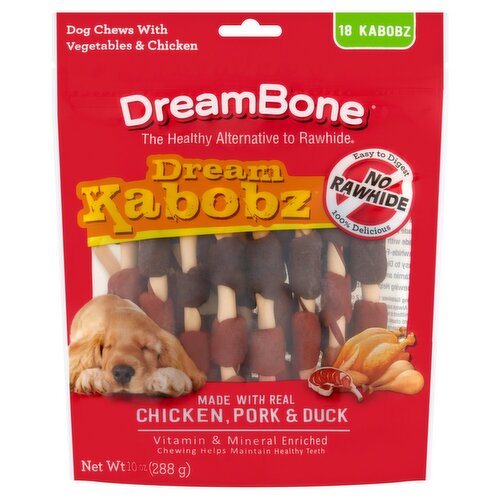 DreamBone Dream Kabobz Dog Chews with Vegetables & Chicken, 18 count, 10 oz