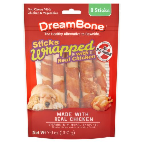 DreamBone Sticks Wrapped Dog Chews with Chicken & Vegetables, 8 count, 7.0 oz