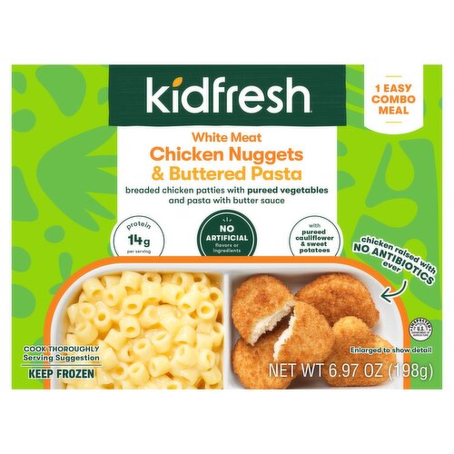 Kidfresh White Meat Chicken Nuggets & Buttered Pasta Combo Meal, 6.97 oz