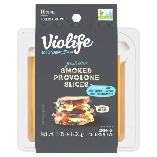 Violife Just Like Smoked Provolone Slices, Dairy-Free Vegan, 7.05 oz