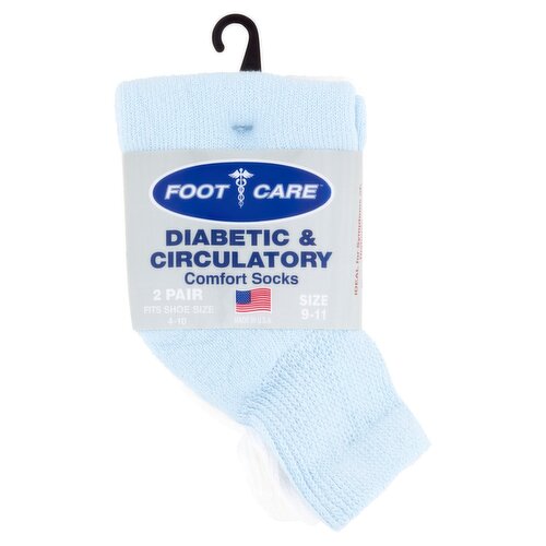 Foot Care Diabetic & Circulatory Comfort Socks, Size 9-11, 2 pair