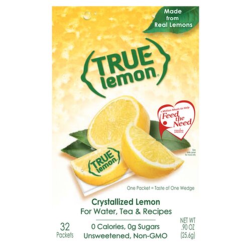 True Lemon Unsweetened Crystallized Lemon, 32 count, .90 oz