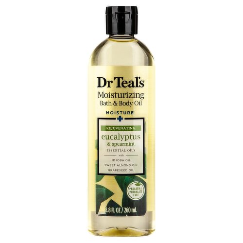 Dr Teal's Eucalyptus Spearmint Moisturizing Bath and Body Oil, 8.8 fl oz