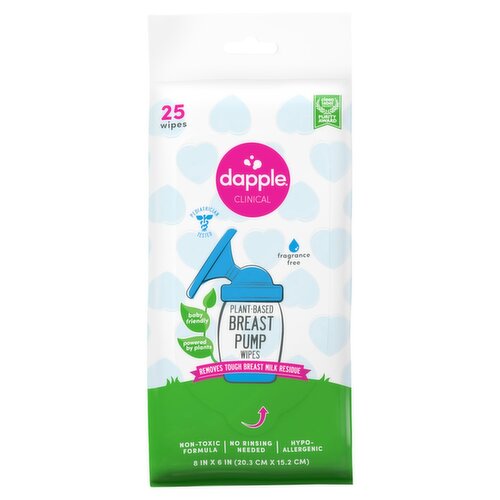 dapple® Baby Breast Pump Cleaner Wipes, Fragrance Free, 25 count, Case of 16