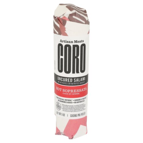 Coro Hot Sopressata Uncured Salami, 5 oz