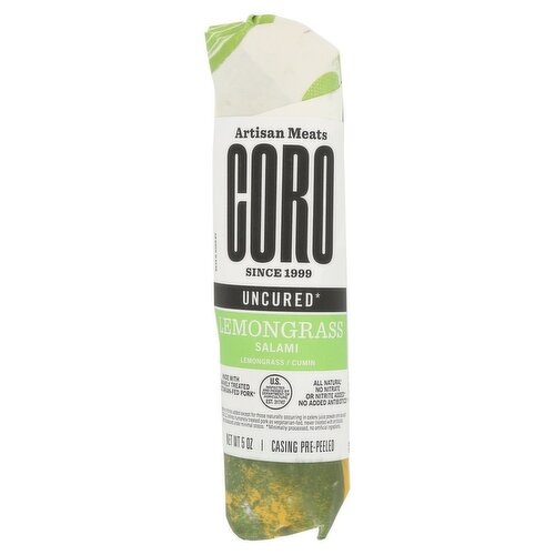 Coro Lemongrass Uncured Salami, 5 oz