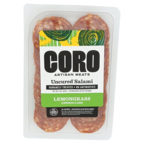 Coro Lemongrass Uncured Salami, 3 oz