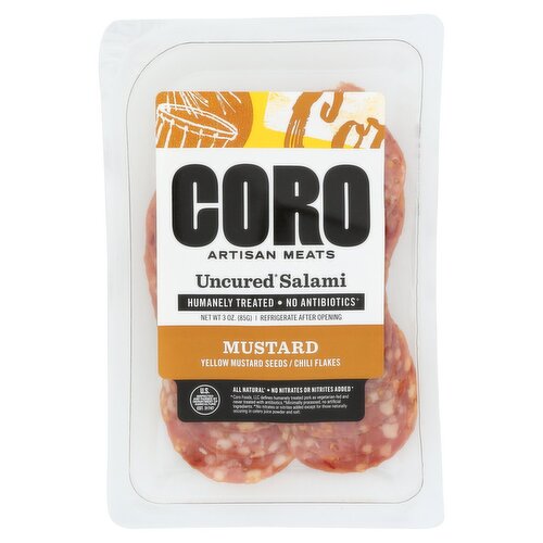 Coro Mustard Uncured Salami, 3 oz