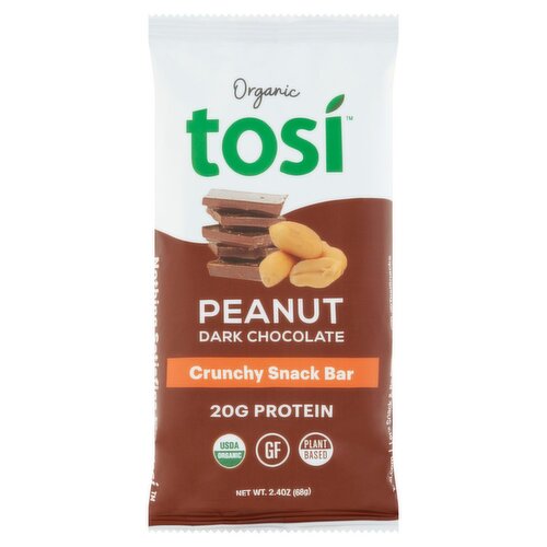 Tosi Organic Peanut Dark Chocolate Crunchy Snack Bar, 2.4 oz