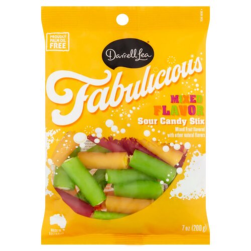 Darrell Lea Fabulicious Mixed Flavor Sour Candy Stix, 7 oz