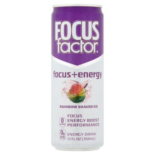 Focus Factor Focus+Energy Rainbow Shaved Ice Energy Drink, 12 fl oz