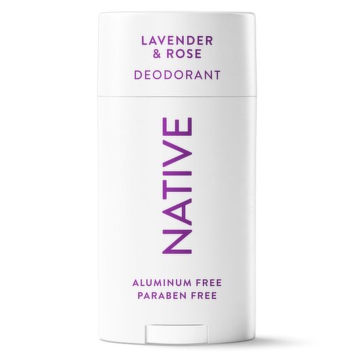 NATIVE ALUMINUM FREE DEODORANT FOR WOMEN, 72 HOUR SOLID DEODORANT STICK, LAVENDER & ROSE, 2.65oz
