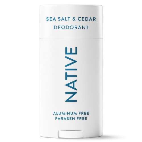NATIVE ALUMINUM FREE DEODORANT FOR MEN, 72 HOUR SOLID DEODORANT STICK, SEA SALT & CEDAR, 2.65oz