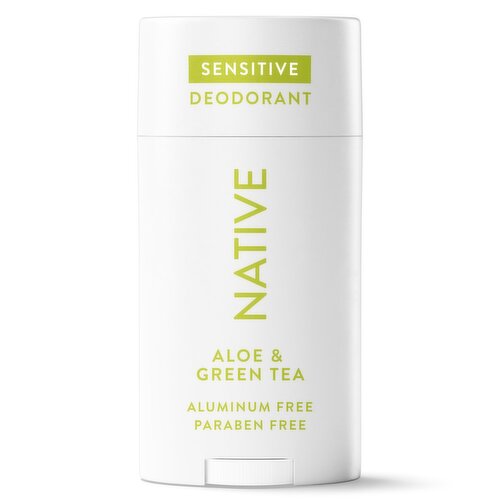 NATIVE SENSITIVE DEODORANT FOR WOMEN, ALUMINUM FREE DEODORANT STICK, ALOE & GREEN TEA, 2.65oz