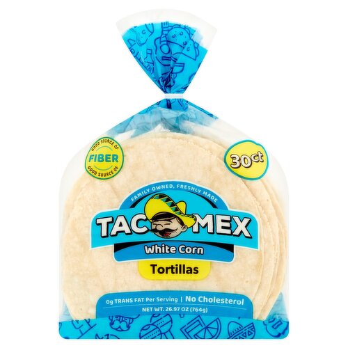 Tacomex White Corn Tortillas, 30 count, 26.97 oz