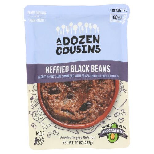 A Dozen Cousins Mild Refried Black Beans, 10 oz