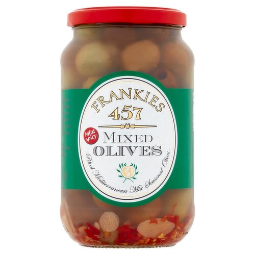 Frankies 457 Mild Spicy Mixed Olives, 9 oz