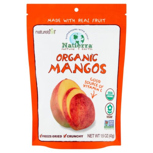 Nature's All Foods Natierra Organic Freeze-Dried Mangos, 1.5 oz