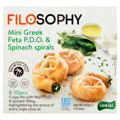 Ioniki Filosophy Mini Greek Feta P.D.O. & Spinach Spirals, 15.9 oz