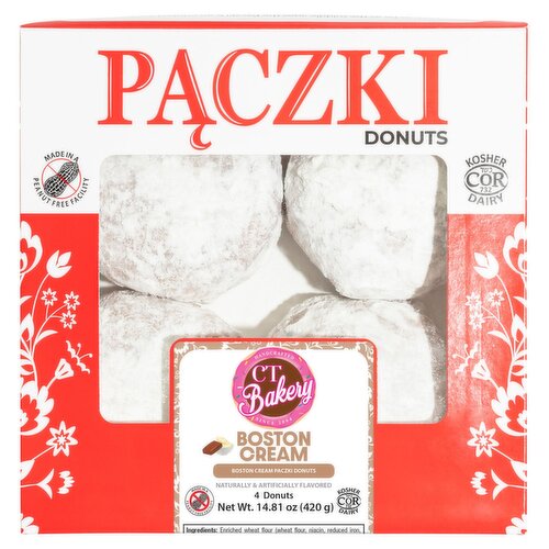 CT Bakery Boston Cream Paczki Donuts, 4 count, 14.81 oz