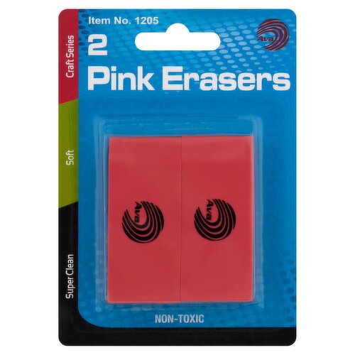 Ava Pink Erasers, 2 count