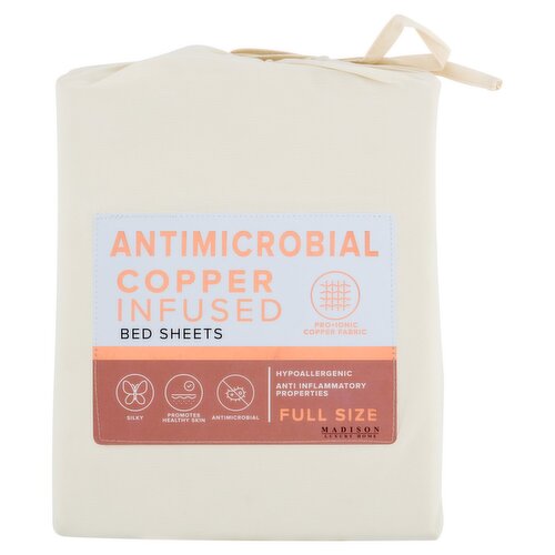 Madison Luxury Home Antimicrobial Copper Infused Bed Sheets Set, Full Size
