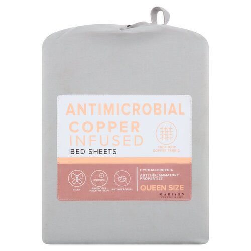 Madison Luxury Home Antimicrobial Copper Infused Bed Sheets, Queen Size