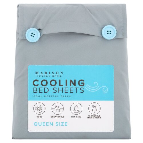 Madison Luxury Home Cooling Bed Sheets, Queen Size